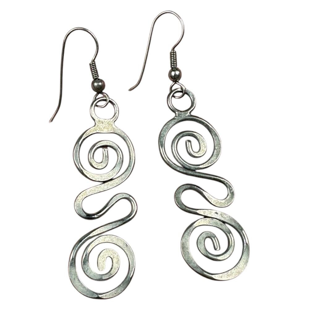 UNBRANDED Silver‎ Fern Spiral Dangle Earrings